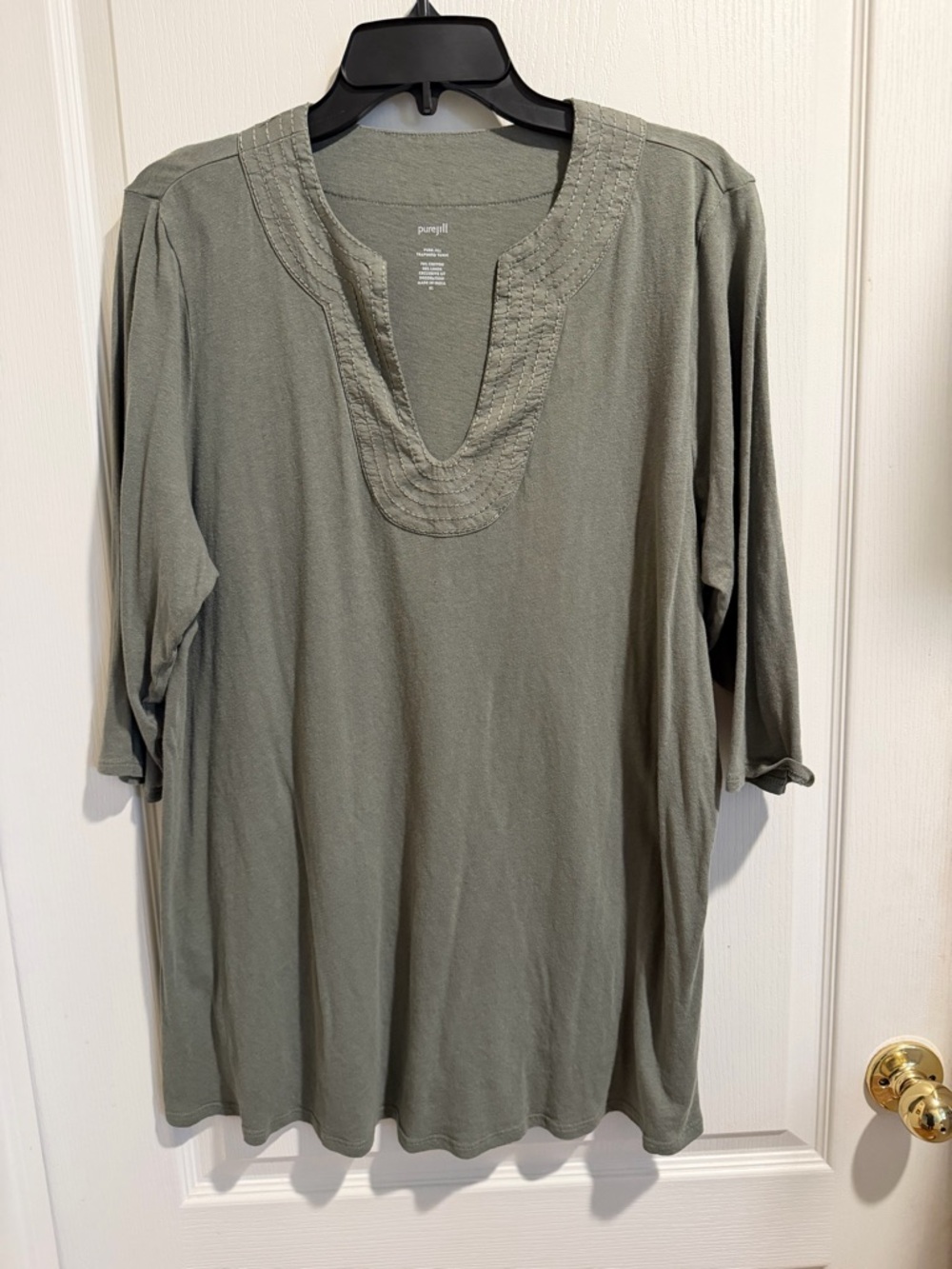 J. Jill Olive Green Split-Neck Tunic